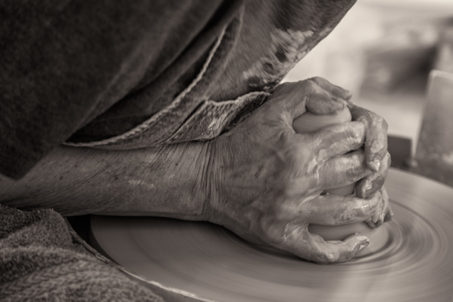 Pottery making, clay, Maker's Hands